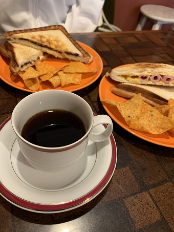 あんバターとハムチーズのホットサンド